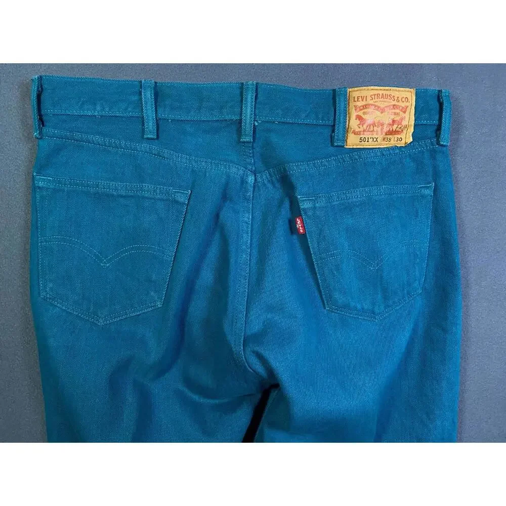 Levis 501 XX Jeans Men 38x30 36x30 Turquoise Original Fit Straight Button Fly